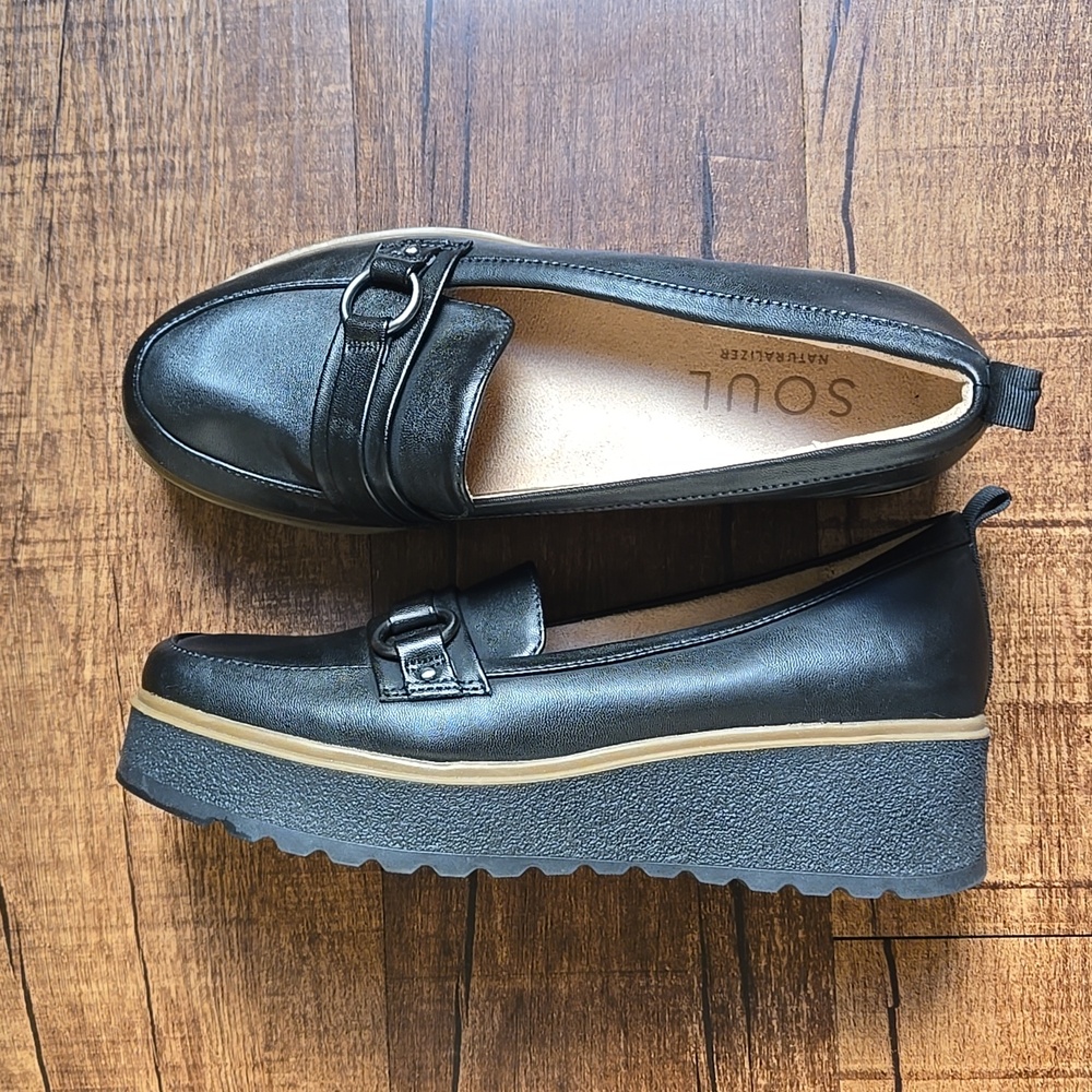 SOUL Naturalizer Joyla Black Loafers – Platform 1.75" Size 8.5 - Picture 3 of 8